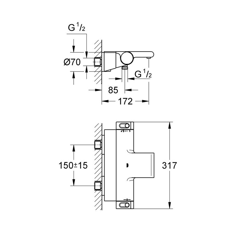 Immagine di Grohe Grohtherm 2000 Miscelatore termostatico per vasca-doccia, finitura cromo 34464001