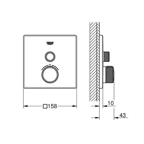 Immagine di Grohe GROHTHERM SMARTCONTROL miscelatore termostatico a 1 via, finitura cromo 29123000