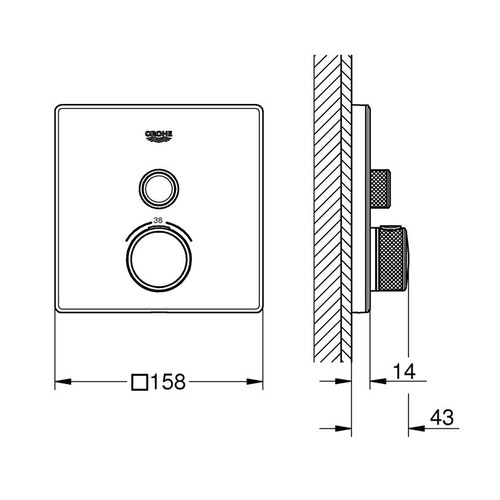 Immagine di Grohe GROHTHERM SMARTCONTROL miscelatore termostatico a 1 via, colore bianco finitura lucido 29153LS0