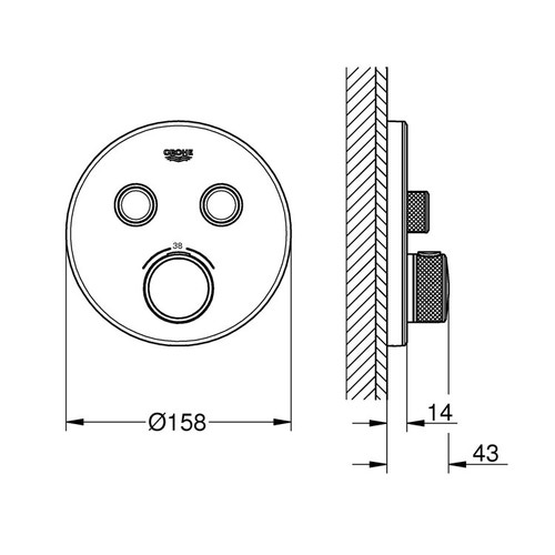 Immagine di Grohe GROHTHERM SMARTCONTROL miscelatore termostatico a 2 vie, colore bianco finitura lucido 29151LS0