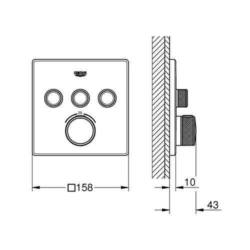 Immagine di Grohe GROHTHERM SMARTCONTROL miscelatore termostatico a 3 vie, finiture cromo 29126000