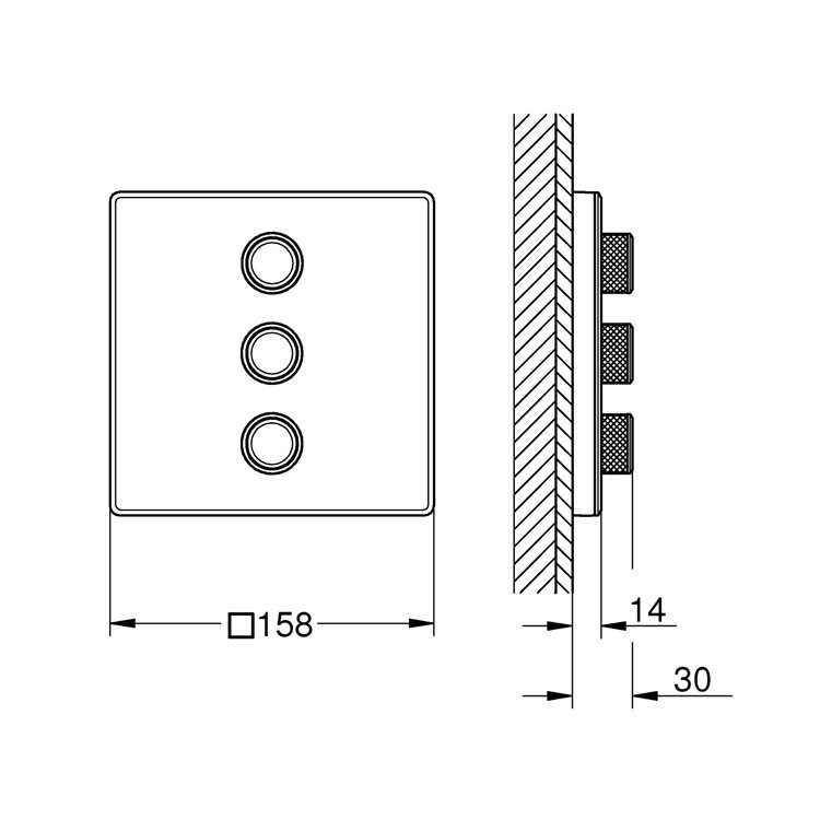 Immagine di Grohe GROHTHERM SMARTCONTROL parte esterna per rubinetto da incasso triplo, colore bianco finitura lucido 29158LS0
