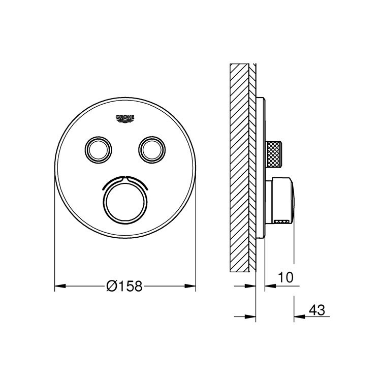 Immagine di Grohe SmartControl Miscelatore monocomando a 2 vie, finitura cromo 29145000