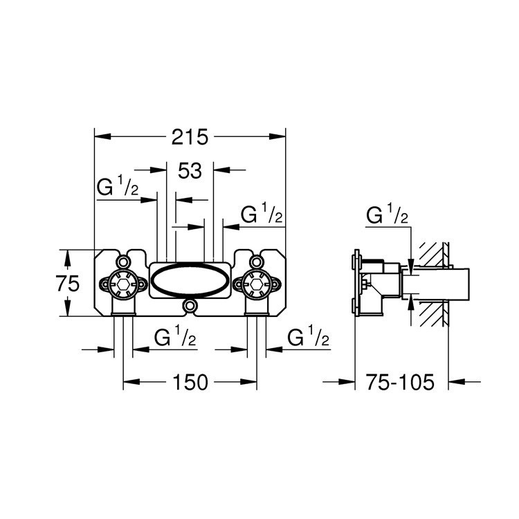 Immagine di Grohe Grohtherm SmartControl Corpo incasso per varianti con combinazione esterna/ad incasso 26449000