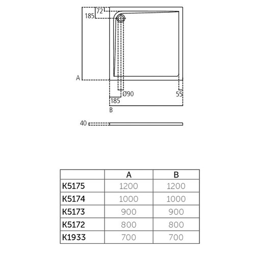 Immagine di Ideal Standard ULTRA FLAT piatto doccia quadrato in acrilico 70 cm, colore bianco finitura lucido K193301