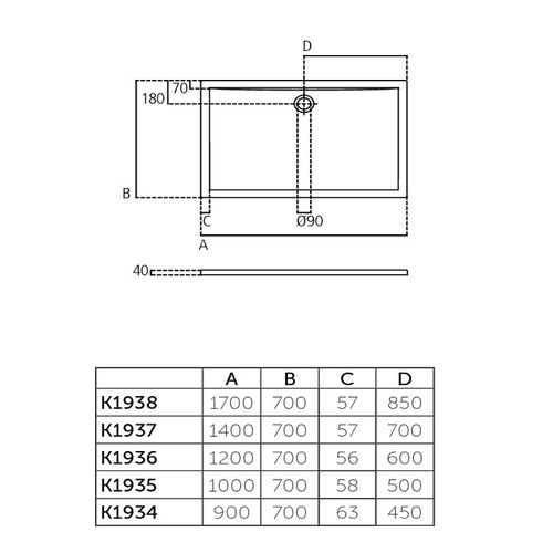 Immagine di Ideal Standard ULTRA FLAT piatto doccia rettangolare in acrilico 90 x 70 cm, bianco K193401