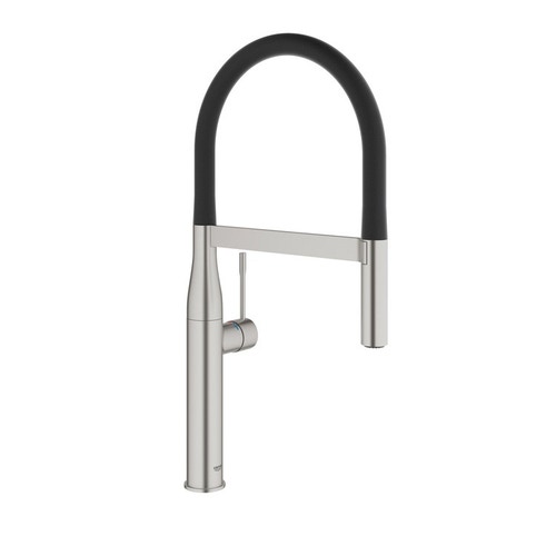 Immagine di Grohe Essence New Miscelatore monocomando per lavello, con doccetta professionale, finitura super steel 30294DC0
