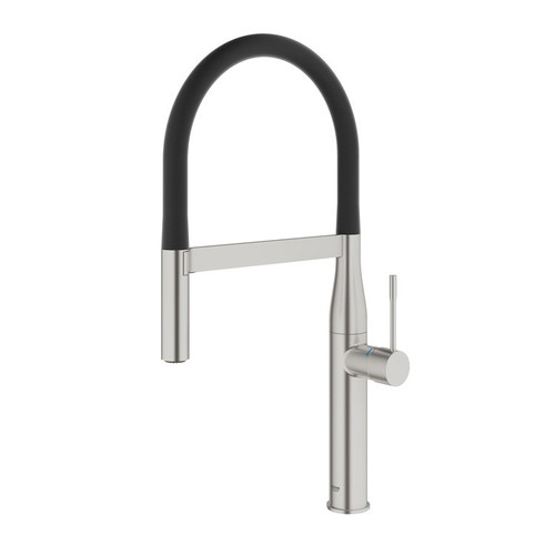 Immagine di Grohe Essence New Miscelatore monocomando per lavello, con doccetta professionale, finitura super steel 30294DC0