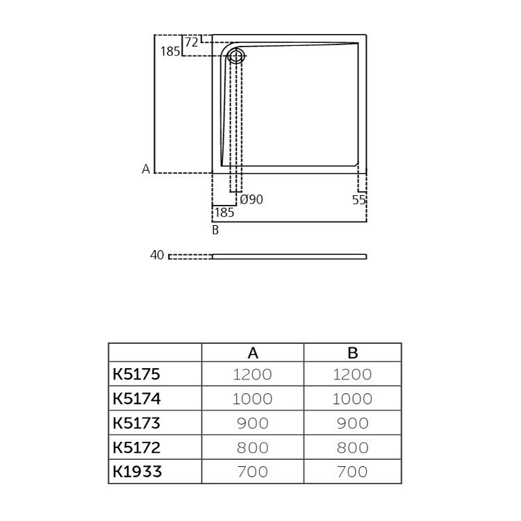 Immagine di Ideal Standard ULTRA FLAT piatto doccia quadrato in acrilico 90 x 90 cm, bianco K517301