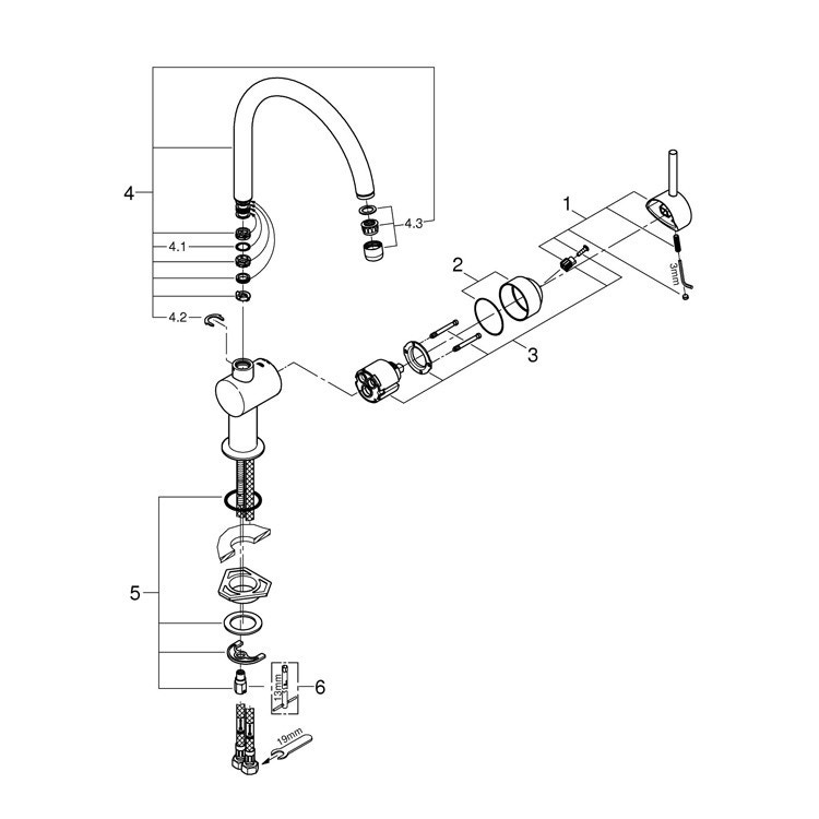Immagine di Grohe Minta Miscelatore monocomando per lavello, finitura moon white 32917LS0