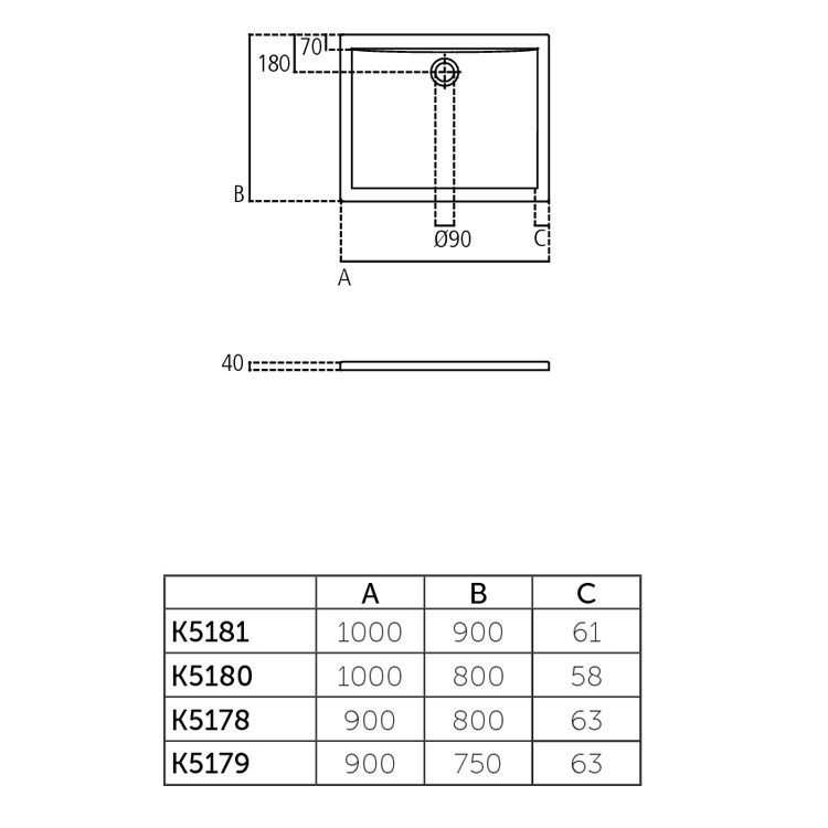 Immagine di Ideal Standard ULTRA FLAT piatto doccia rettangolare in acrilico 90 x 80 cm, bianco K517801