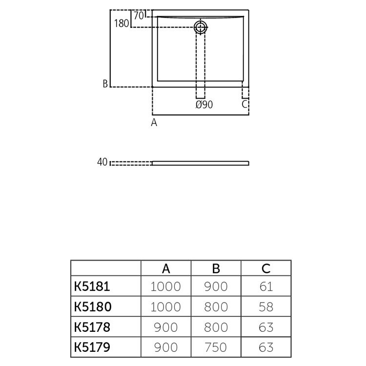 Immagine di Ideal Standard ULTRA FLAT piatto doccia rettangolare in acrilico 90 x 75 cm, bianco K517901