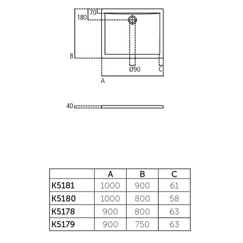 Immagine di Ideal Standard ULTRA FLAT piatto doccia rettangolare in acrilico 100 x 90 cm, bianco K518101