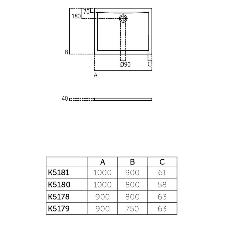 Immagine di Ideal Standard ULTRA FLAT piatto doccia rettangolare in acrilico 100 x 90 cm, bianco K518101