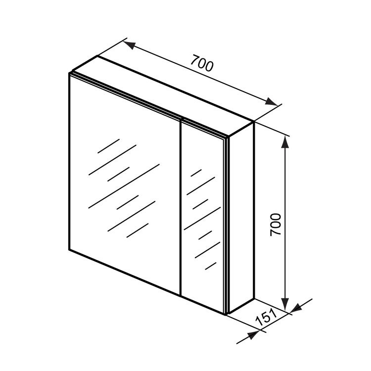 Immagine di Ideal Standard STRADA  Specchio contenitore 700x700x151 mm, Finitura Bianco laccato lucido K2668WG