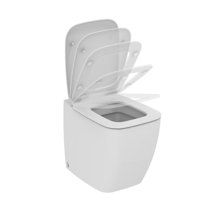 Immagine di Ideal Standard 21 vaso a pavimento filo parete con sedile slim a chiusura rallentata, bianco T320101