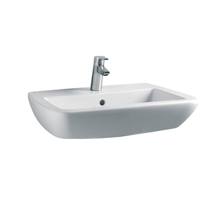 Immagine di Ideal Standard 21 lavabo 68 x 52 cm con foro centrale rubinetteria e laterali diaframmati con troppopieno, bianco T015401