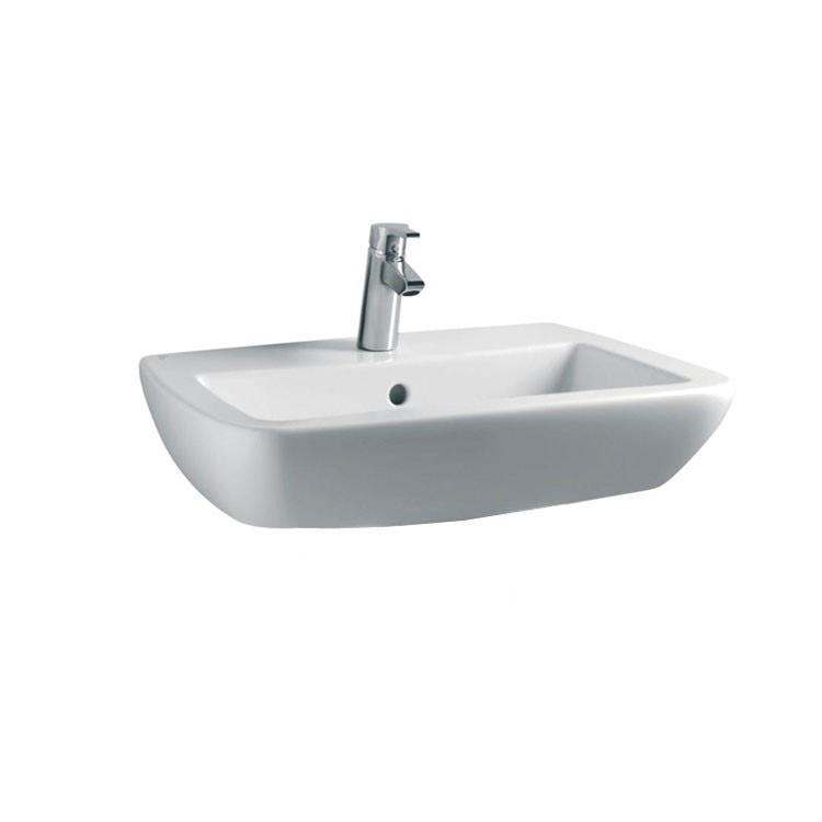 Immagine di Ideal Standard 21 lavabo 60 x 52 cm con foro centrale rubinetteria e laterali diaframmati con troppopieno, bianco T015301