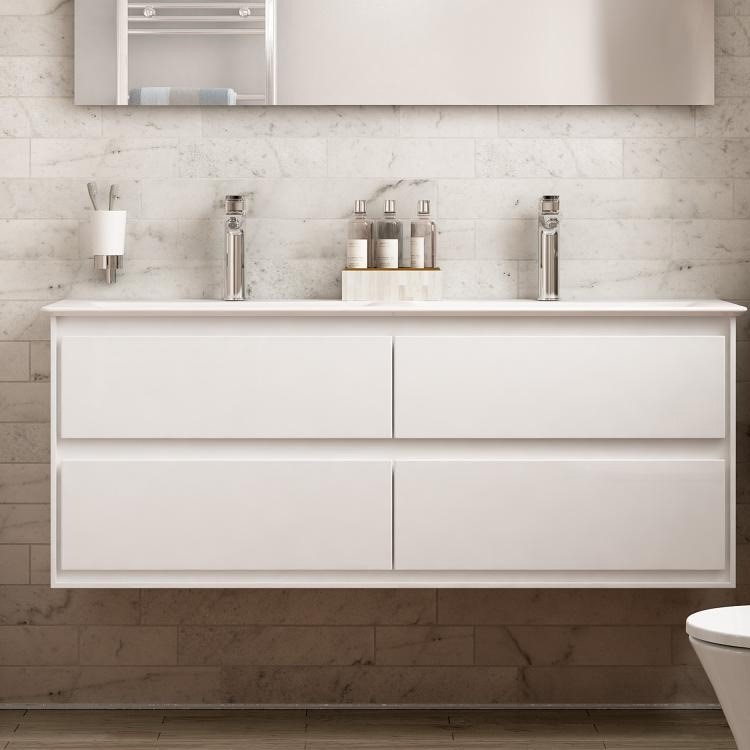Immagine di Ideal Standard CONNECT AIR mobile sottolavabo 120 cm con 4 cassetti, finitura bianco lucido (esterno) e bianco matt (interno) E0822B2
