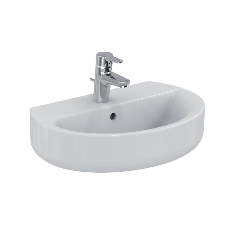 Immagine di Ideal Standard Connect Space lavabo Sphere 55 x 38 cm con foro rubinetteria e troppopieno, bianco E133301
