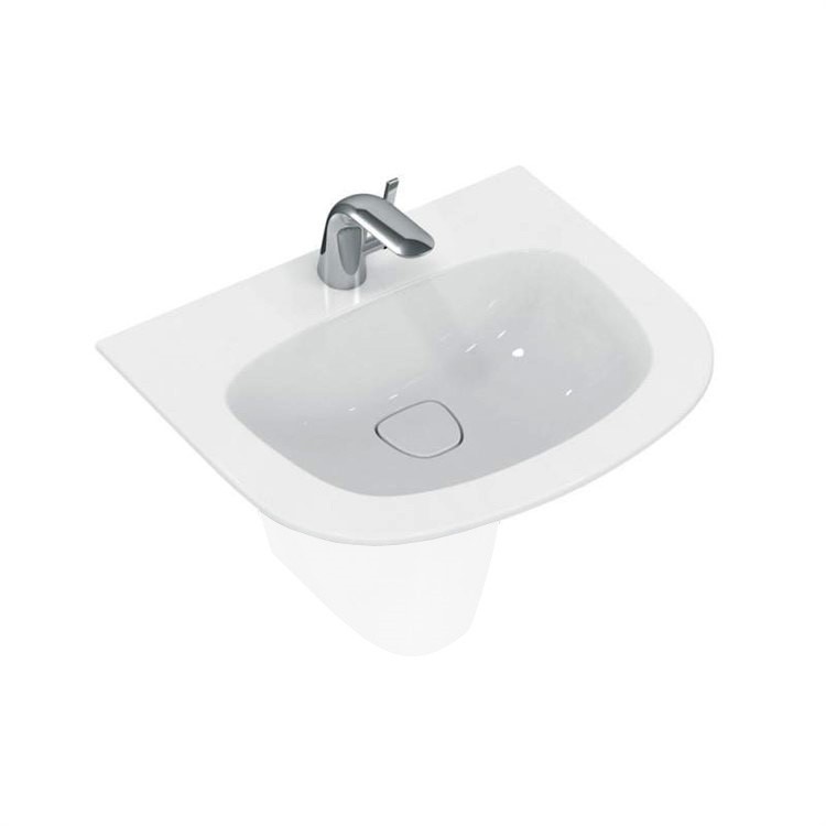 Immagine di Ideal Standard Dea Lavabo Top 600x500 mm, con foro centrale aperto, sistema troppopieno nascosto Ideal Flow, Finitura matt T044683