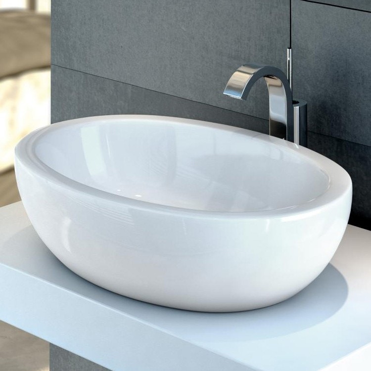 Immagine di Ideal Standard STRADA lavabo da appoggio su piano L.60 P.42 cm, senza foro rubinetteria, senza troppopieno, colore bianco K078401