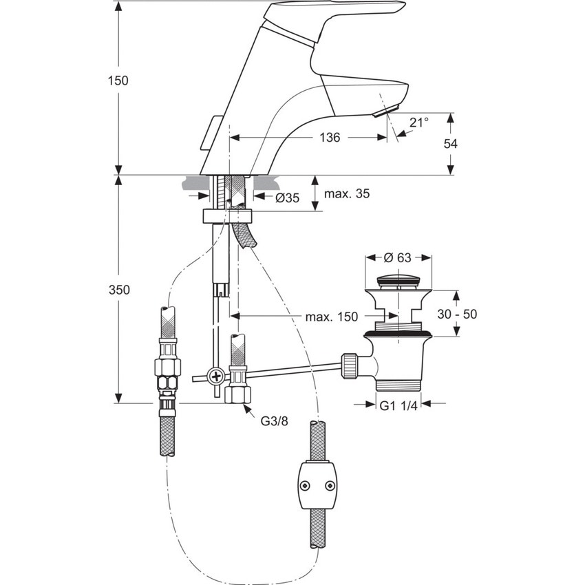 Immagine di Ideal Standard CERAMIX BLUE miscelatore monocomando per lavabo, bocca di erogazione estraibile integrata nel corpo, finitura cromo A5654AA