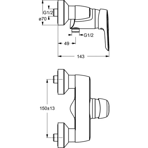 Immagine di Ideal Standard CERAMIX BLUE miscelatore monocomando esterno per doccia, non corredato di accessori doccia, finitura cromo B9493AA