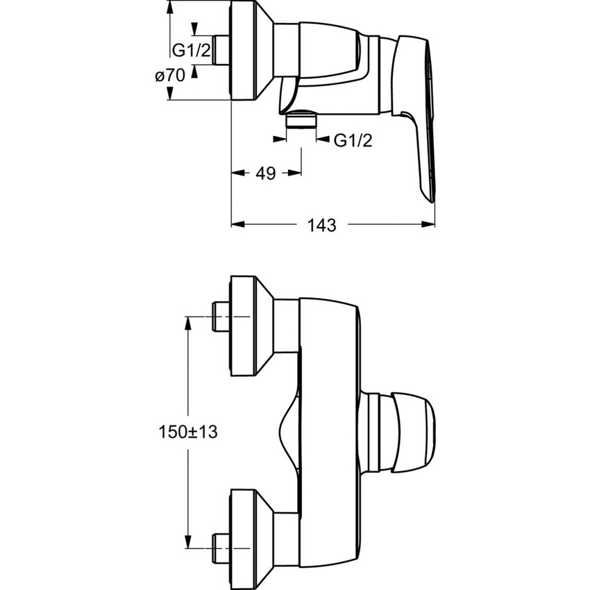 Immagine di Ideal Standard CERAMIX BLUE miscelatore monocomando esterno per doccia, non corredato di accessori doccia, finitura cromo B9493AA