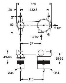 Immagine di Ideal Standard Corpo ad incasso per miscelatore lavabo parete, neutro A5948NU