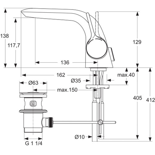 Immagine di Ideal Standard MELANGE miscelatore monocomando lavabo, bocca di erogazione fissa, tubi rigidi, finitura cromo A4258AA