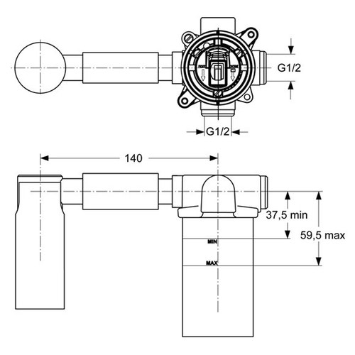 Immagine di Ideal Standard Corpo incasso per miscelatore lavello, montaggio a parete A4265NU