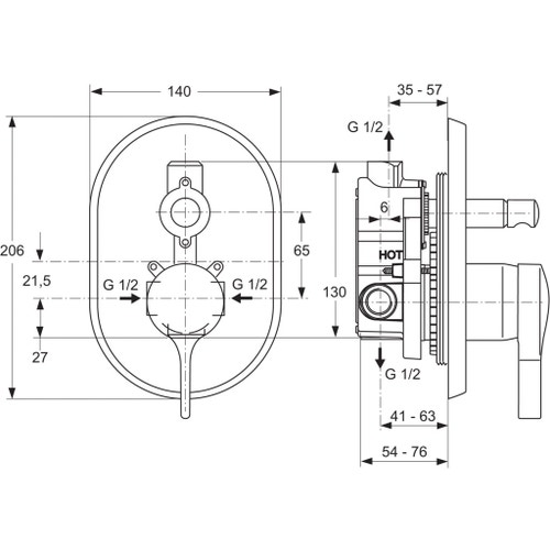 Cromo Ideal Standard A4275AA Parte Miscelatore Vasca Esterno Melange 