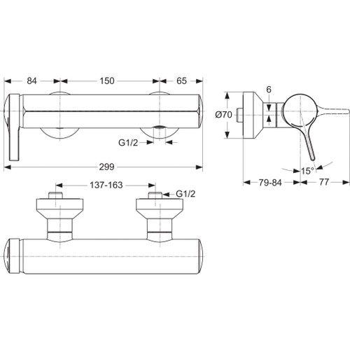 Immagine di Ideal Standard MELANGE miscelatore monocomando esterno per doccia, finitura cromo A4269AA