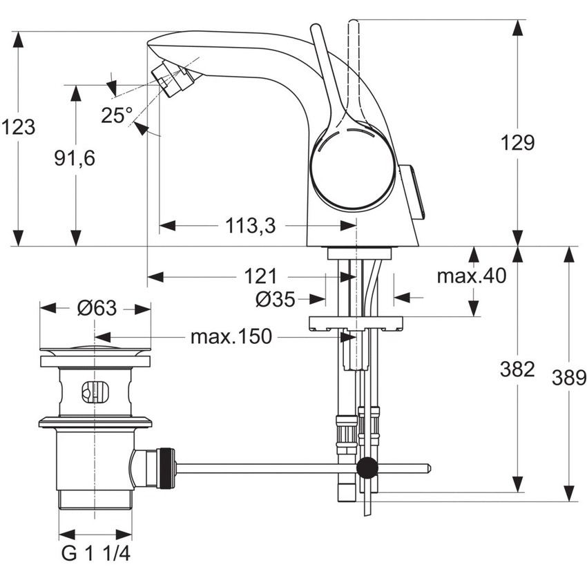 Immagine di Ideal Standard MELANGE miscelatore monocomando bidet, bocca di erogazione fissa, finitura cromo A4268AA