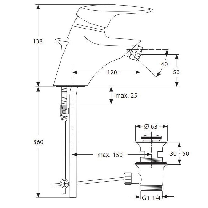 Immagine di Ideal Standard Ceramix 2000 Miscelatore monocomando per bidet con tubi rigidi A5016AA