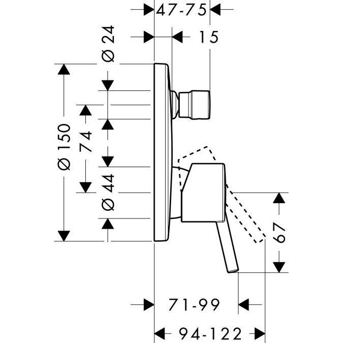 Immagine di Hansgrohe Talis S Miscelatore monocomando per vasca/doccia ad incasso 32475000