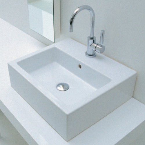 Immagine di Flaminia ACQUALIGHT lavabo da appoggio o sospeso 50 cm, colore bianco finitura lucido 5058