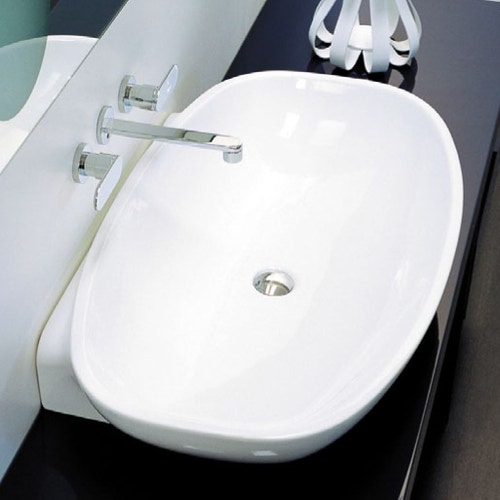 Immagine di Flaminia NUDA 95 lavabo 95 cm sospeso o appoggio senza troppopieno, colore bianco finitura lucido 5082
