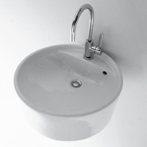 Immagine di Flaminia TWIN SET 52 lavabo sospeso 52 cm, monoforo, con troppopieno, colore bianco finitura lucido 5050/S