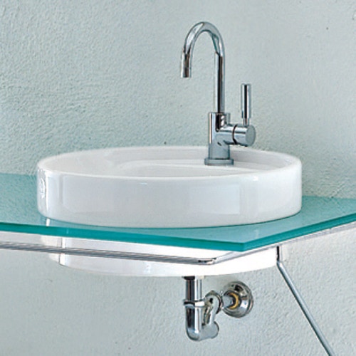 Immagine di Flaminia TWIN SET 52 lavabo 52 cm da incasso, monoforo, con troppopieno, colore bianco finitura lucido 5055