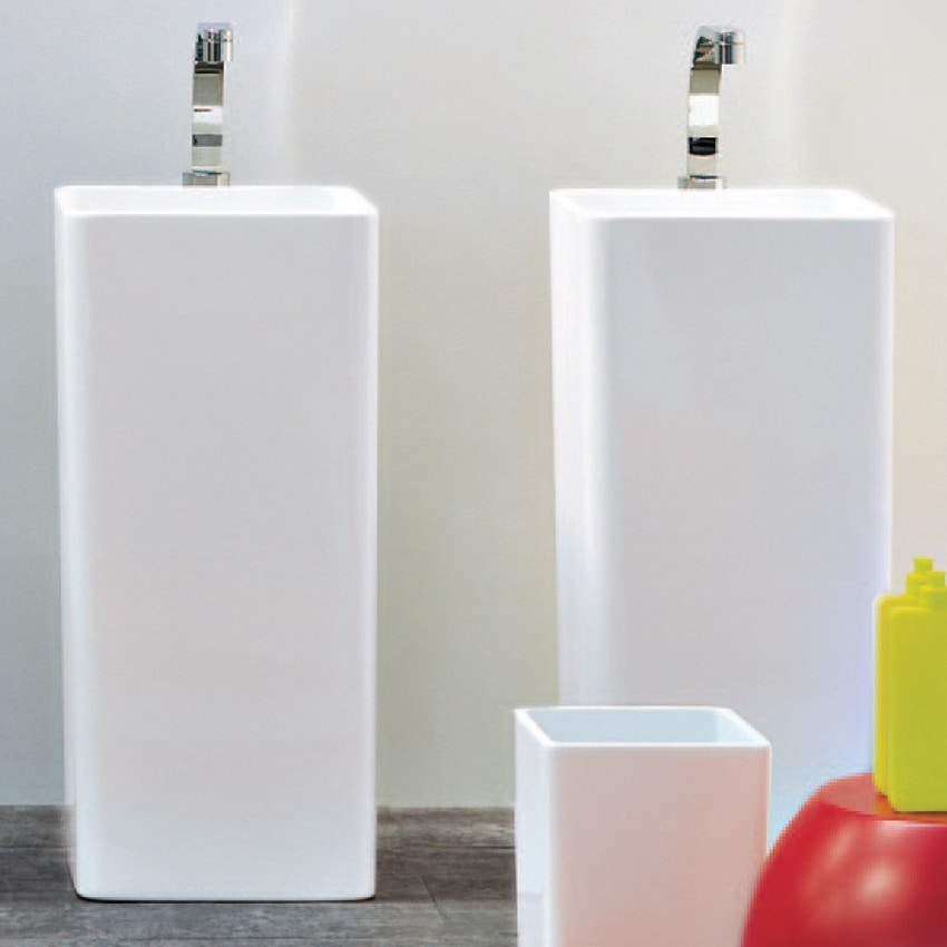 Immagine di Flaminia MONOWASH lavabo 40 cm a colonna da centro stanza, senza troppopieno, colore bianco finitura lucido MW40C