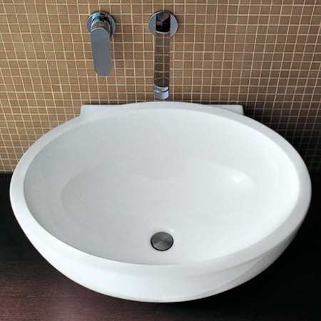 Immagine di Flaminia DIP 62 lavabo 62 cm da appoggio o sospeso, con troppopieno, colore bianco finitura lucido DP482