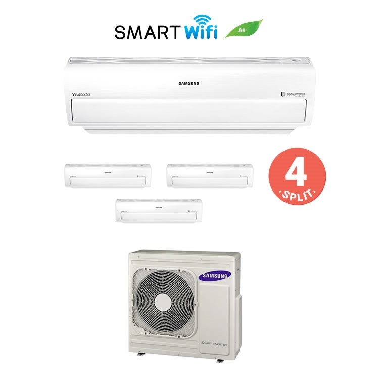 Immagine di Samsung AR7000M Climatizzatore multisplit 7000 + 7000 + 7000 + 7000 BTU Inverter A+ Wi-Fi AJ070FCJ4EH/EU-4-AR07HSSDBWKNEU
