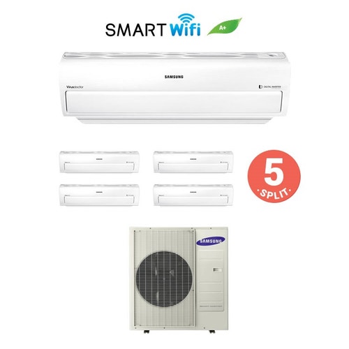 Immagine di Samsung AR7000M Climatizzatore quadri split 7000+7000+7000+9000+9000 BTU Inverter A+ Wi-Fi AJ100FCJ5EH/EU-3-AR07HSSDBWKNEU-2-AR09HSSDBWKNEU