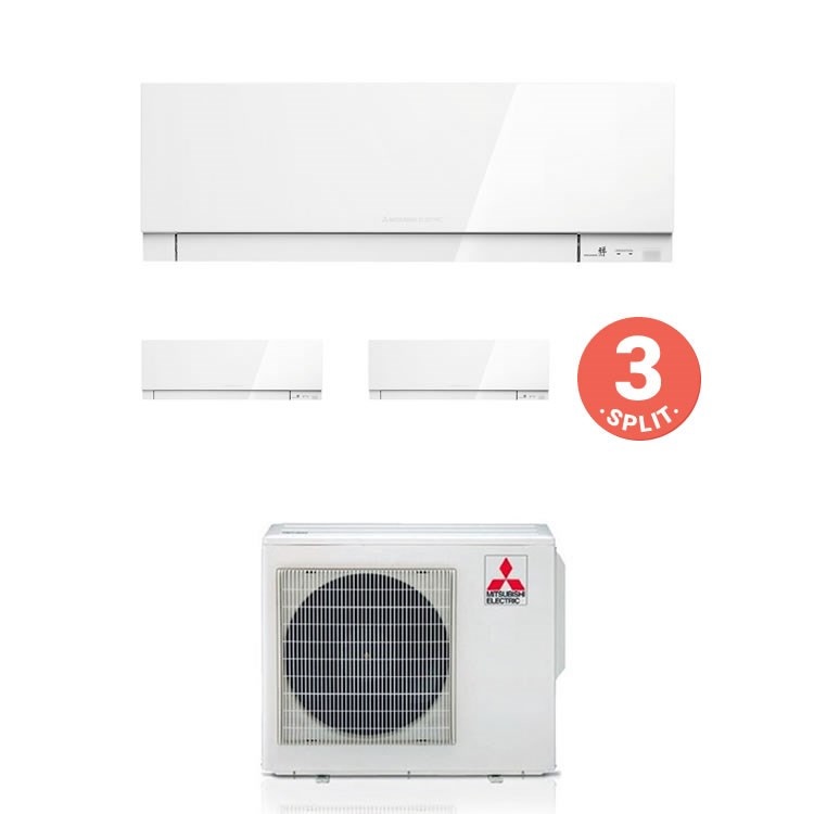 Immagine di Mitsubishi MSZ-EF Climatizzatore trial split inverter Bianco | unità esterna 5,4 kW unità interne 7000+7000+18000 BTU MXZ-3E54VA+2xEF22VE3W+EF50VE3W 