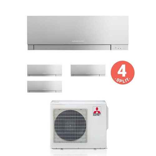 Immagine di Mitsubishi MSZ-EF Climatizzatore quadri split inverter Argento | unità esterna 7,2 kW unità interne 7000+7000+7000+12000 BTU MXZ-4E72VA+3xEF22VE3S+EF35VE3S