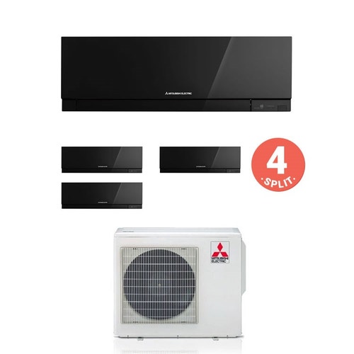 Immagine di Mitsubishi MSZ-EF Climatizzatore quadri split inverter Nero | unità esterna 7,2 kW unità interne 7000+7000+7000+12000 BTU MXZ-4E72VA+3xEF22VE3B+EF35VE3B