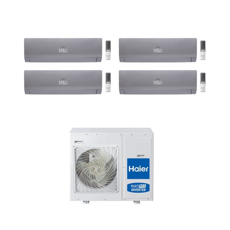 Immagine di Haier NEBULA GREEN Climatizzatore quadri split inverter, grigio | unità esterna 8.5 kW unità interne 7000+7000+7000+18000 BTU 4U85S2SH1FA+3xAS20S2SN3FA+AS50S2SN3FA