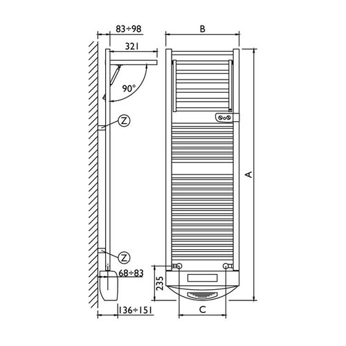 Immagine di Deltacalor Dryer Misto Scaldasalviette stendino bianco h. 1715 mm SEOLDM150050TB
